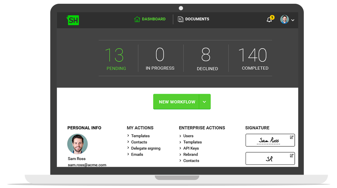 SigningHub Dashboard